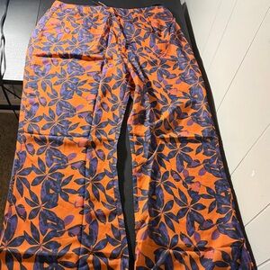 PrettyLittleThing Plus Orange and Purple Print Beach Flares